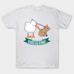 This is fine Meme funny Capybara dog Pelican Nihilism T-Shirt